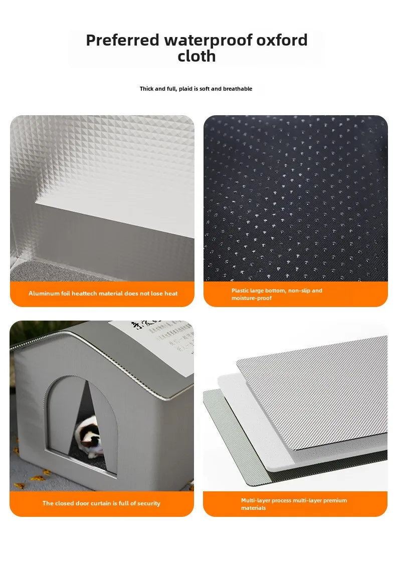 Waterproof Outdoor Pet House – Foldable Warm Shelter for Cats & Small Dogs