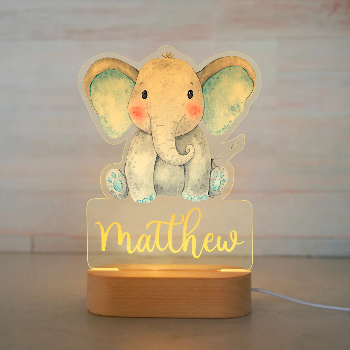 Personalized Animal Night Light with Custom Name – Acrylic LED Lamp for Kids' Bedrooms