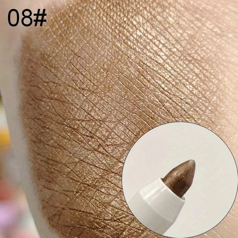 1 crayon fard à paupières gris, marron et blanc, longue tenue, nacré et pailleté, monochrome, illuminateur