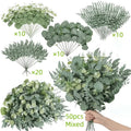 50PCS Artificial Eucalyptus Stems – Mixed Greenery Bouquet for DIY Décor
