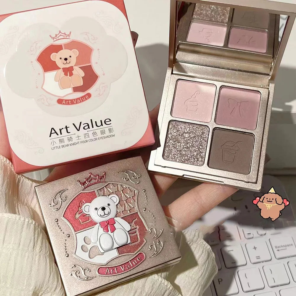 Palette de Fards à Paupières  4 Couleurs — Poudre Fine, Fini Mat, Palette Multicolore