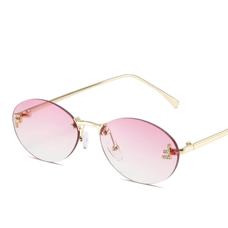 « Lunettes de Soleil Femme – Sans Monture, Lettre F, Luxe UV400 »