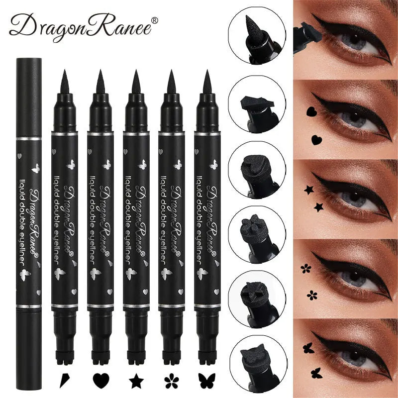 Eyeliner 2 en 1 Papillon et Tampon Étoile-Lune — longue tenue, waterproof, liquide noir, crayon pour yeux, maquillage créatif