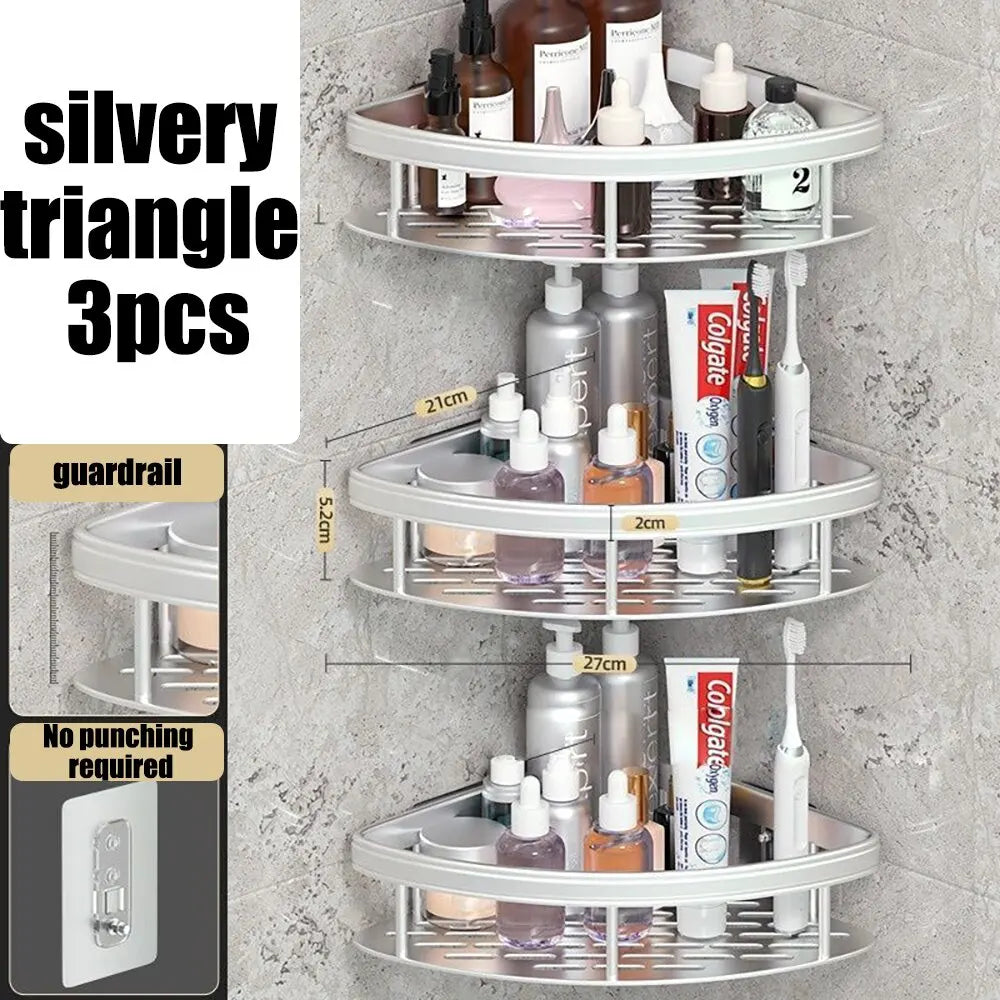 Wall Mounted Bathroom Shower Rack – Corner Shampoo & Towel Storage Shelf