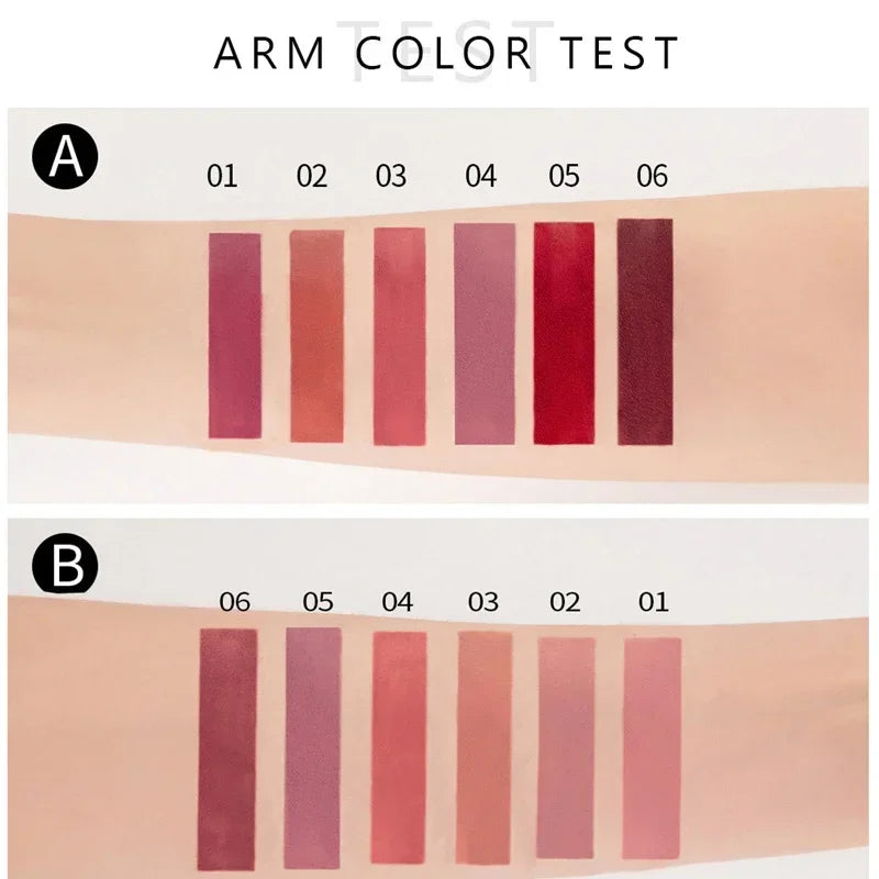 Coffret  1 ou 6 pièces — Rouge à lèvres mat coréen pour femmes | Waterproof et longue tenue | Non collant, tenue durable | Maquillage lèvres élégant