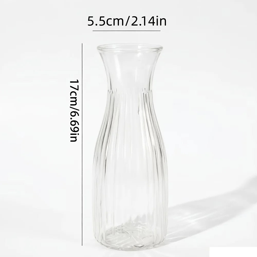 Clear Striped Decorative Vase – Modern Flower Vase for DIY Arrangements & Table Decor