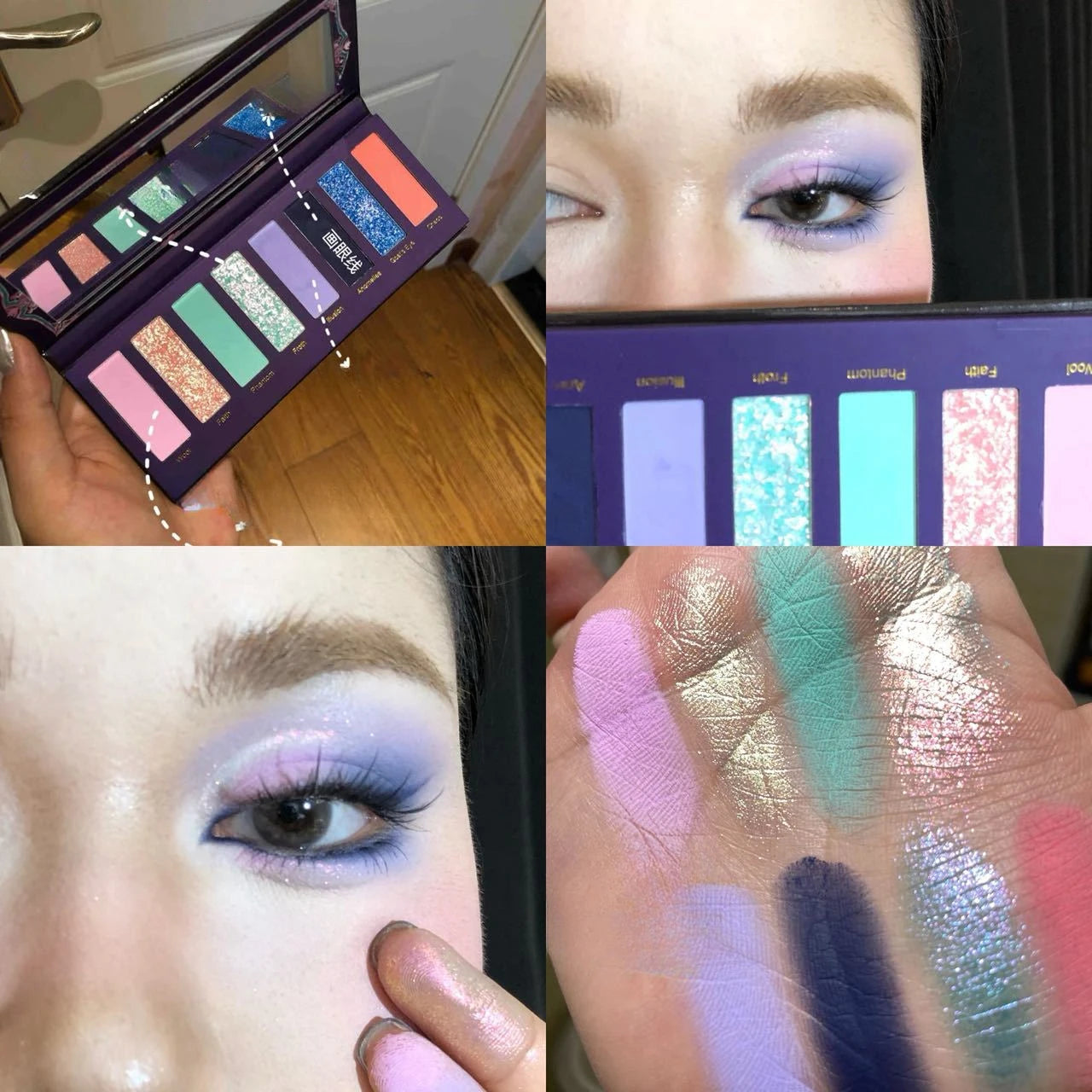 Palette fards à paupières 8 couleurs, effet peinture à l’huile, multichrome smoky punk, scintillante, maquillage festival