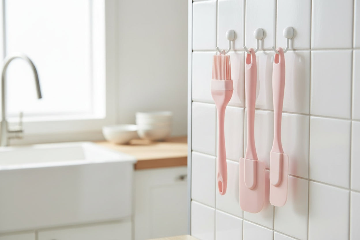 3-Piece Silicone Spatula Set – Cake Scraper, Butter Spatula & Oil Brush Baking Tools