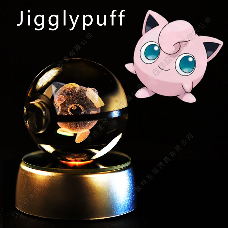 3D Pokémon Crystal Ball Night Light – Pikachu, Gengar & Mewtwo LED Glass Lamp