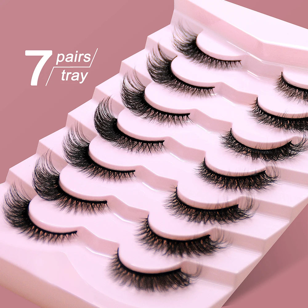 7 à 10 paires de cils – Cils 3D naturels, longs et volumineux, doux et légers – Faux cils sans cruauté pour maquillage