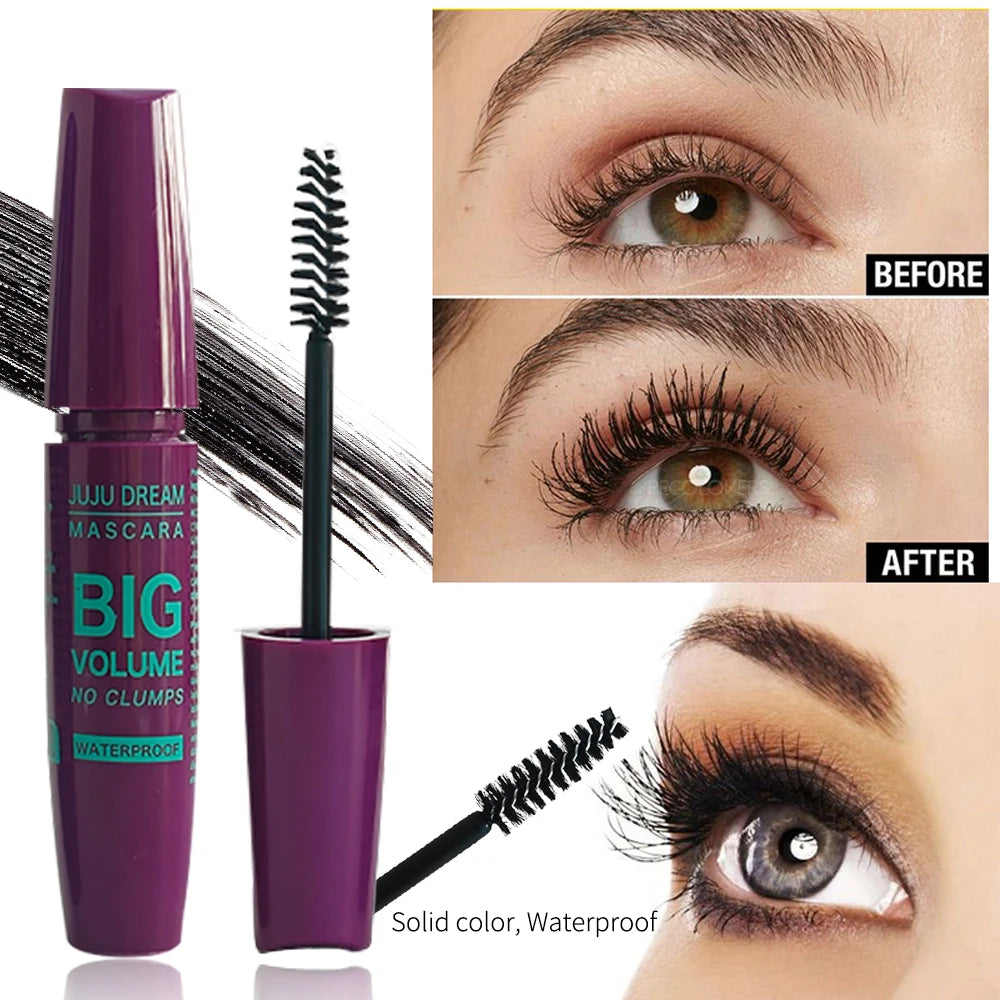 **« Mascara noir épaississant – Longue tenue, volumisant avec fibres et brosse spirale 360° »**