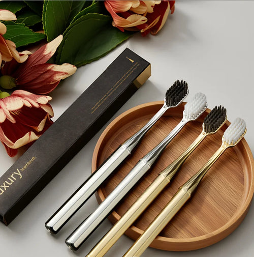 2-Pack Luxury Soft Bristle Toothbrush Set – Roman Column Handle Design