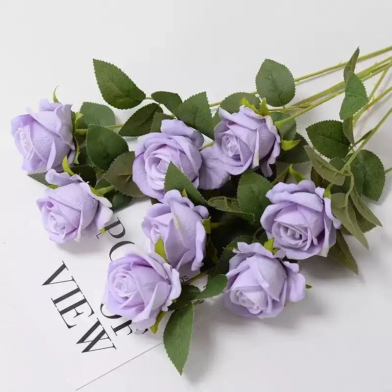 Artificial Rose Flower Stems – Realistic Red Roses for Home & Wedding Décor