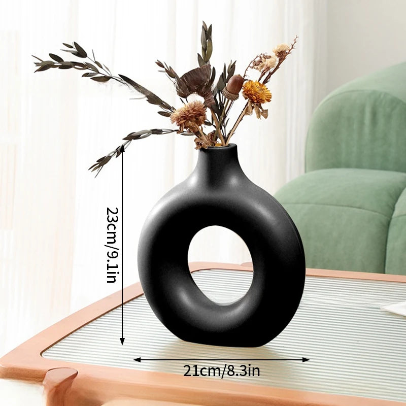 Modern White Decorative Vase – Minimalist Flower Vase for Home & Table Decor