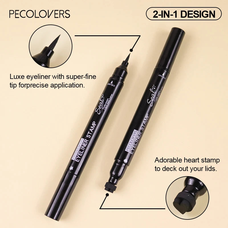 Stylo Eyeliner noir imperméable, ne fleurit pas, crayon pour les yeux longue durée, Double tête, lune, étoile, cœur, fleur, liquide, 1 pièces