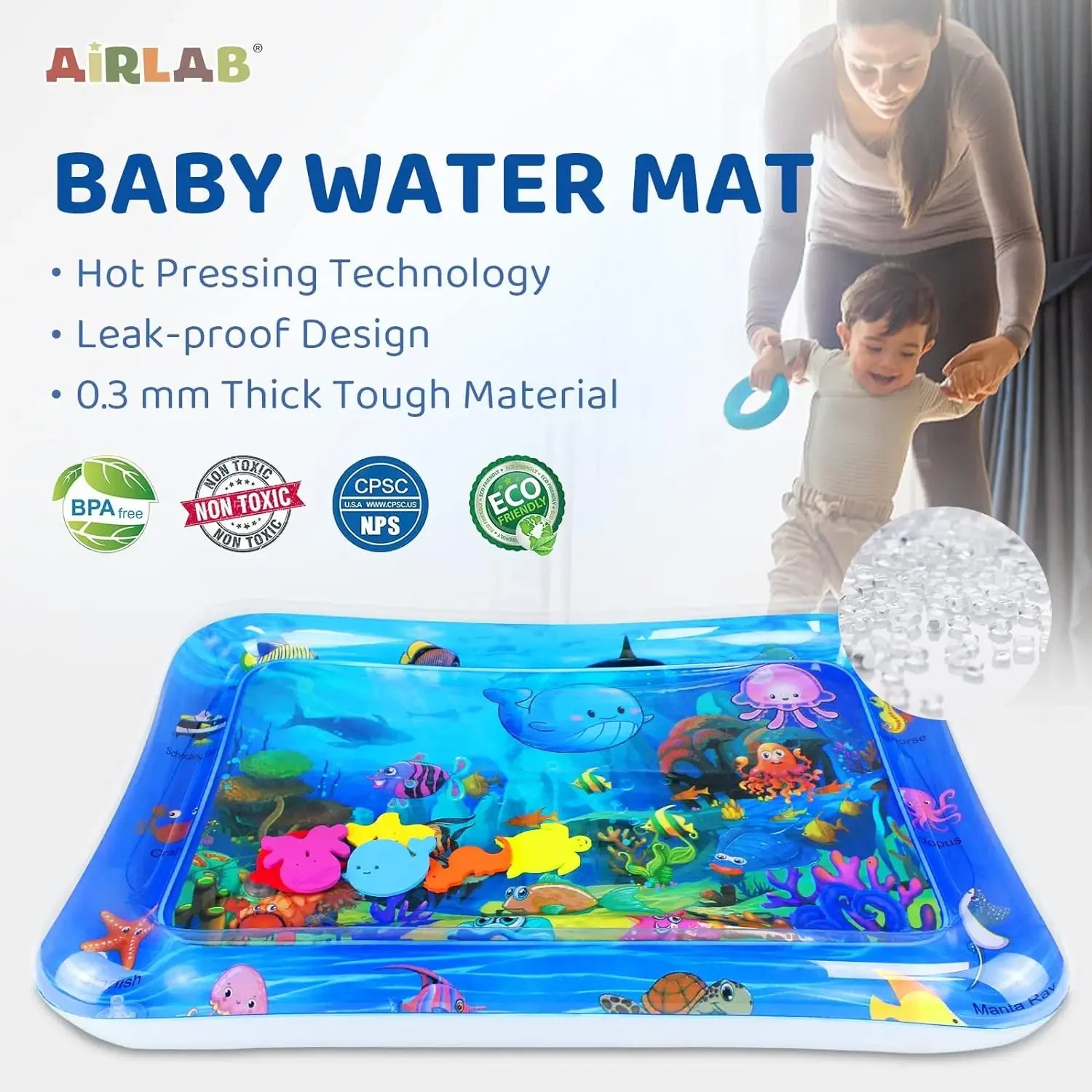 Inflatable Water Sensory Play Mat – Ocean-Themed Interactive Pet Toy