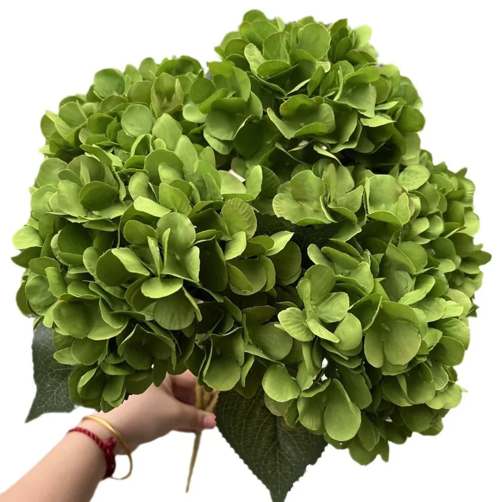 5-Head Artificial Hydrangea Flowers – Large Silk Floral Bouquet for Décor