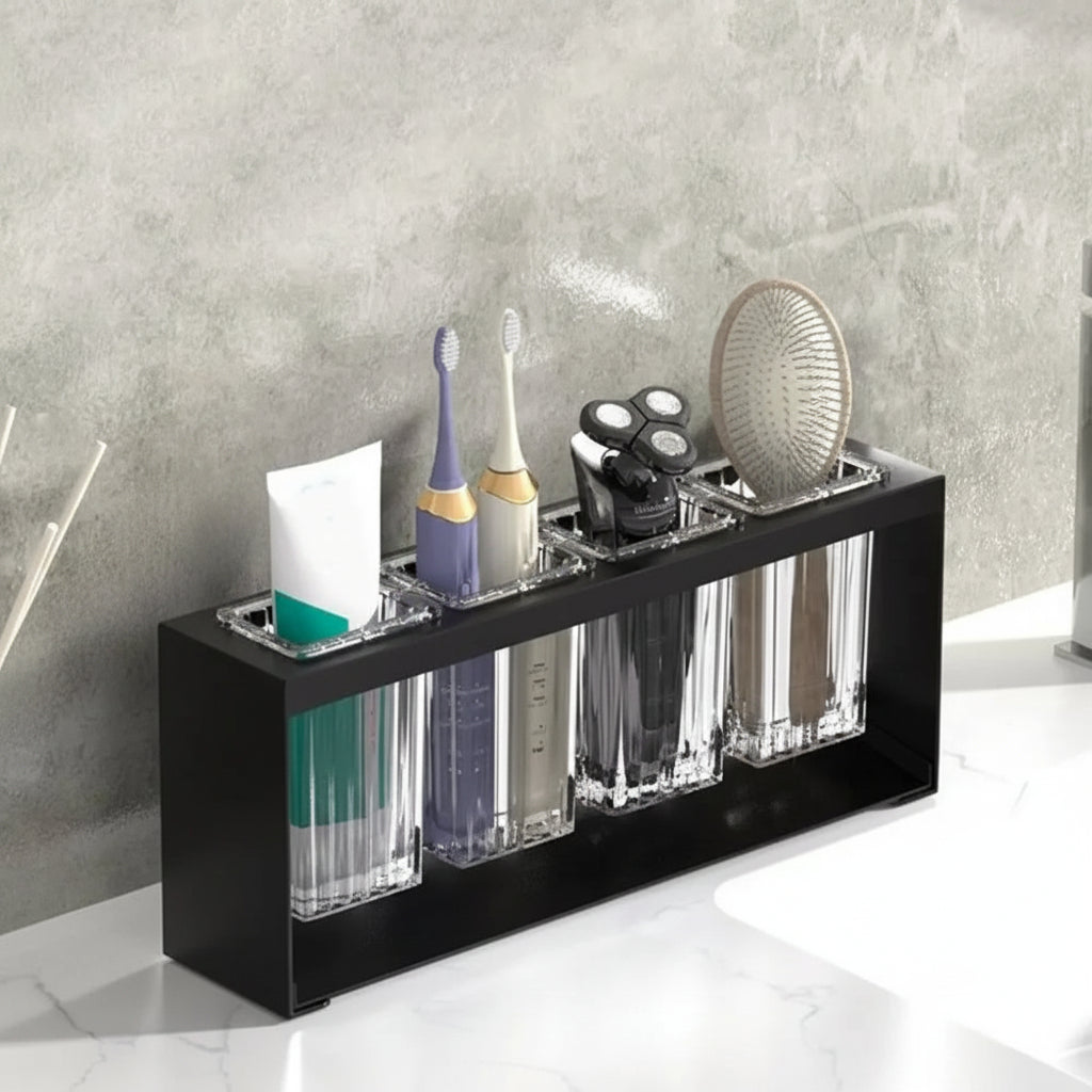Carbon Steel Electric Toothbrush Holder – Transparent Bathroom Organizer Rack