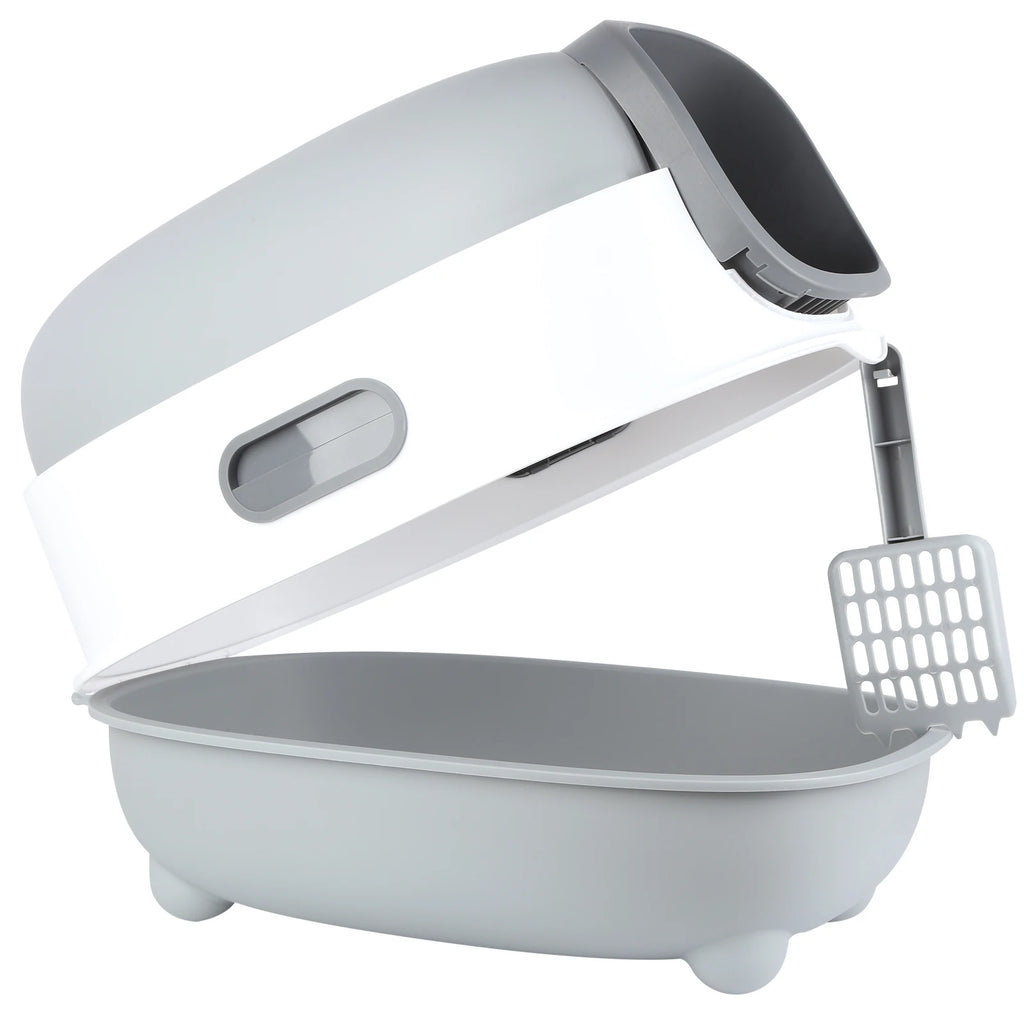 Enclosed Dome Cat Litter Box – Covered Cat Toilet with Scoop