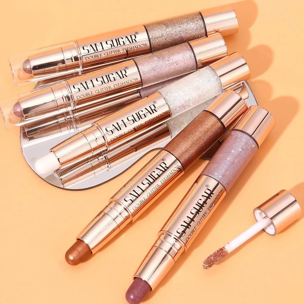 Crayon fard à paupières liquide double embout, nacré, contouring soyeux, scintillant, waterproof, longue tenue, maquillage fête