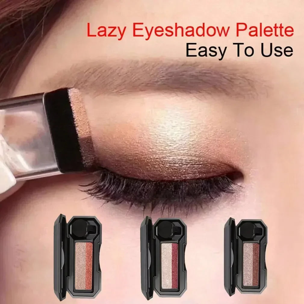 Fard à paupières double couleur, avec miroir, petit pinceau tête champignon, waterproof, maquillage yeux femmes