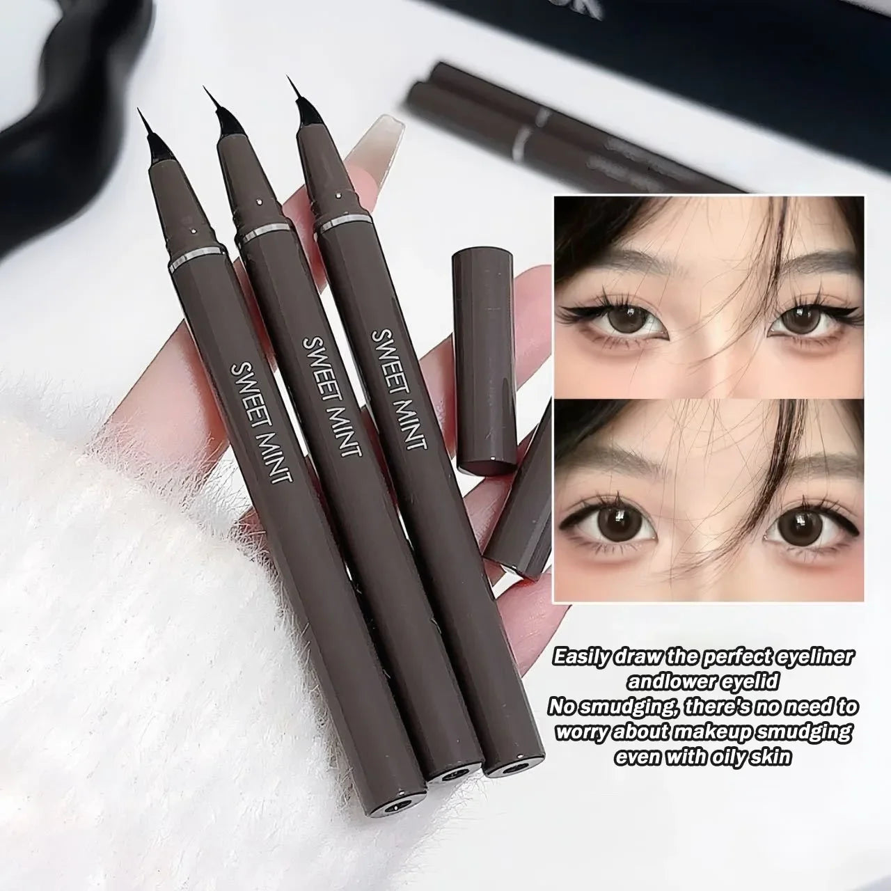 Eyeliner Liquide Séchage Rapide – Pointe Courbée, Facile à Dessiner, Crayon Paupière Inférieure Fin, Lisse, Étanche, Cosmétiques