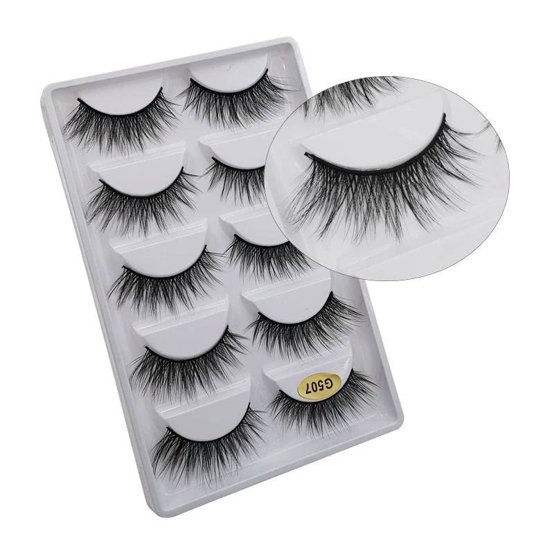 Lot de 10/8/5/3 Paires de Faux Cils 3D en Vison