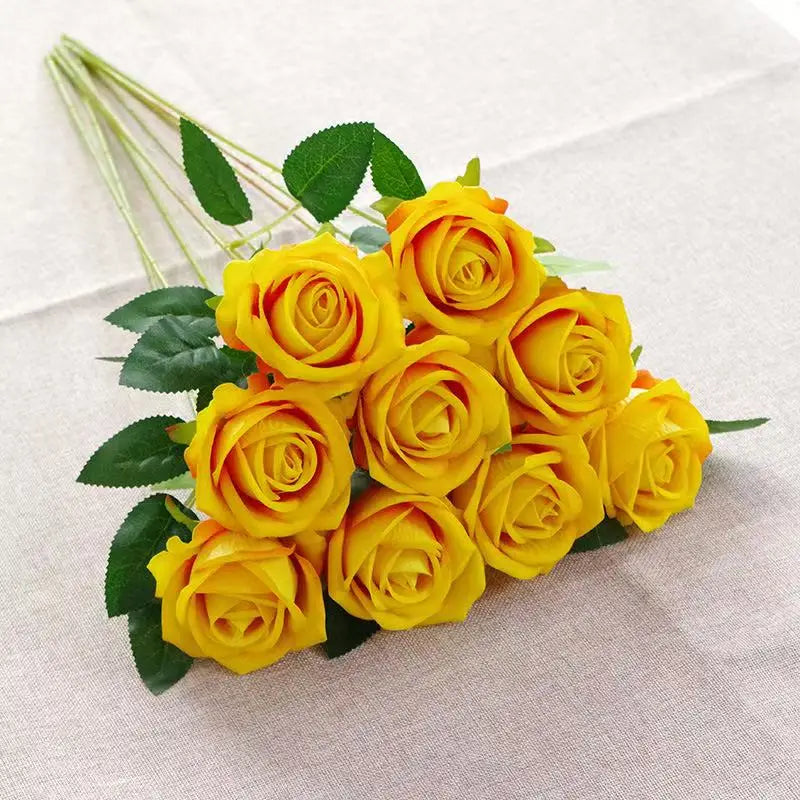 Artificial Rose Flower Stems – Realistic Red Roses for Home & Wedding Décor