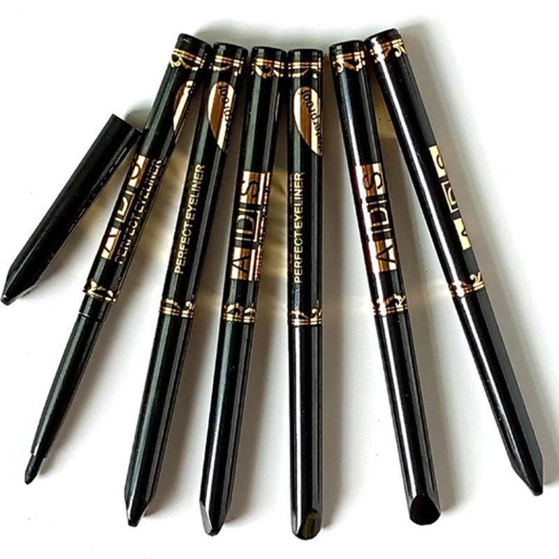 Crayons Eyeliner Noir Waterproof — disponible en 1/2/5/12 pcs, longue tenue, facile à appliquer, gel mat anti-bavures pour un maquillage des yeux intense