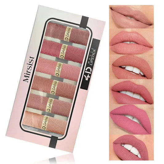 Coffret 6 rouges à lèvres velours mat — Tenue longue durée et waterproof | Hydratant et non collant | Teintes sexy pour femmes | Maquillage lèvres durable et élégant
