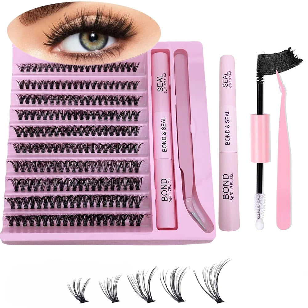 Set 200 clusters de cils 40D 10-16 mm naturels légers faciles à poser usage quotidien et fêtes