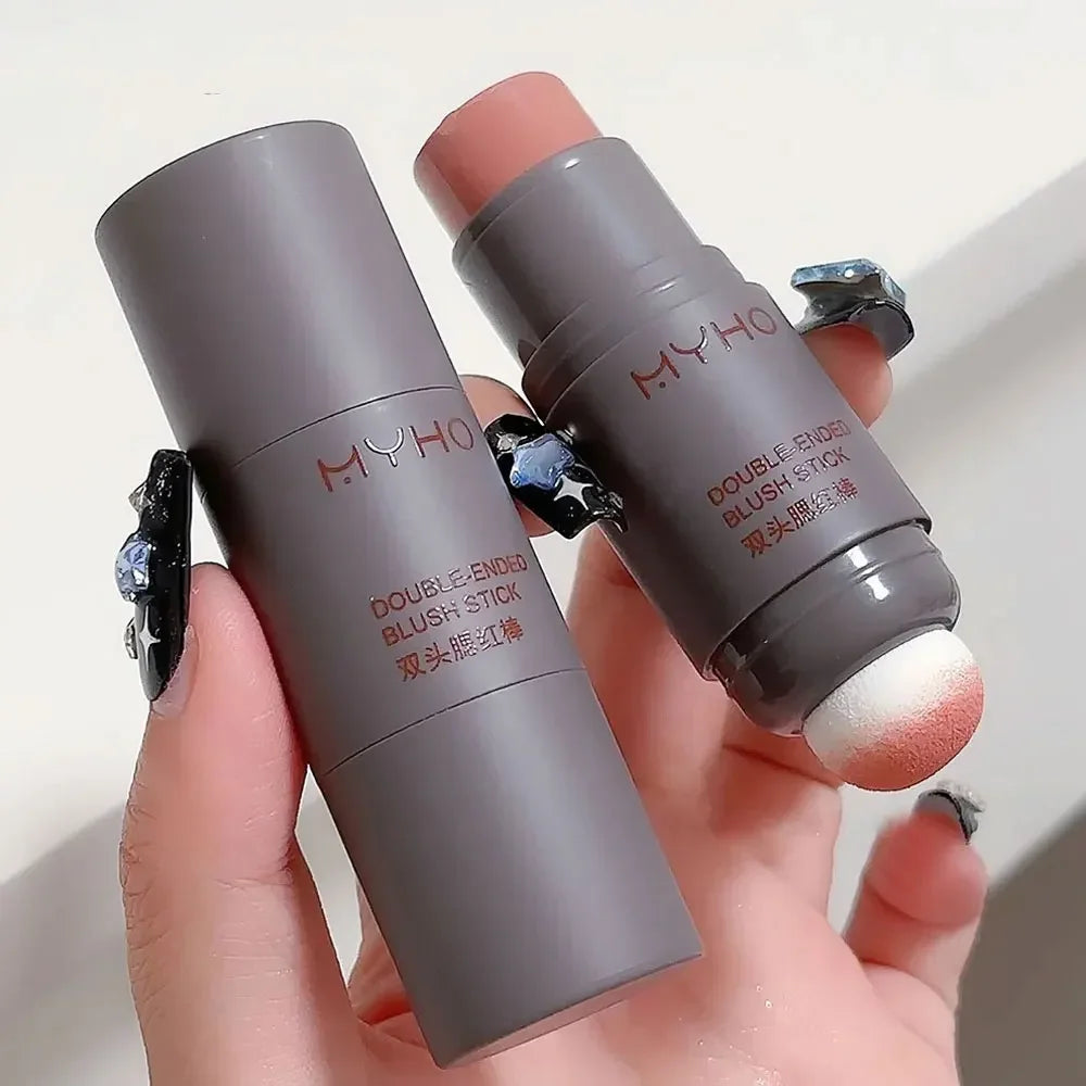 Blush stick double embout – Couleur intense et naturelle, longue tenue, fini mat – Crème blush monochrome pour maquillage