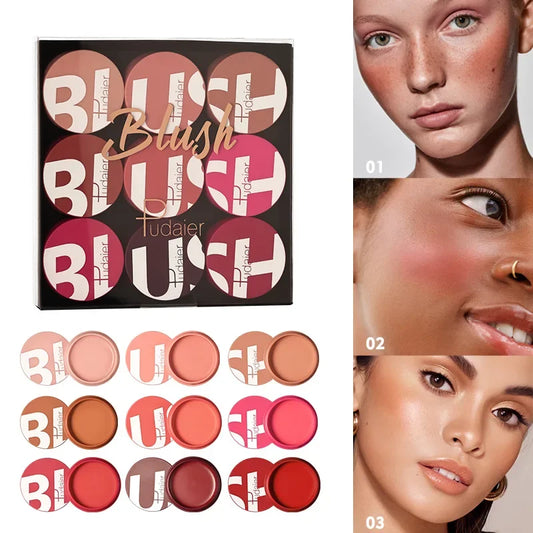 Nouveau set de blush 9 couleurs – Palette pêche, pigments minéraux pour joues, poudre de maquillage – Contour professionnel et blush rose