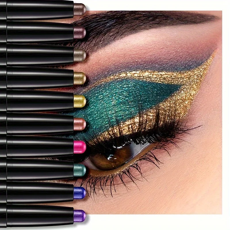 Crayon fard à paupières marron neutre métallique, crème magique scintillante, illuminateur yeux, crayon surligneur et eyeliner