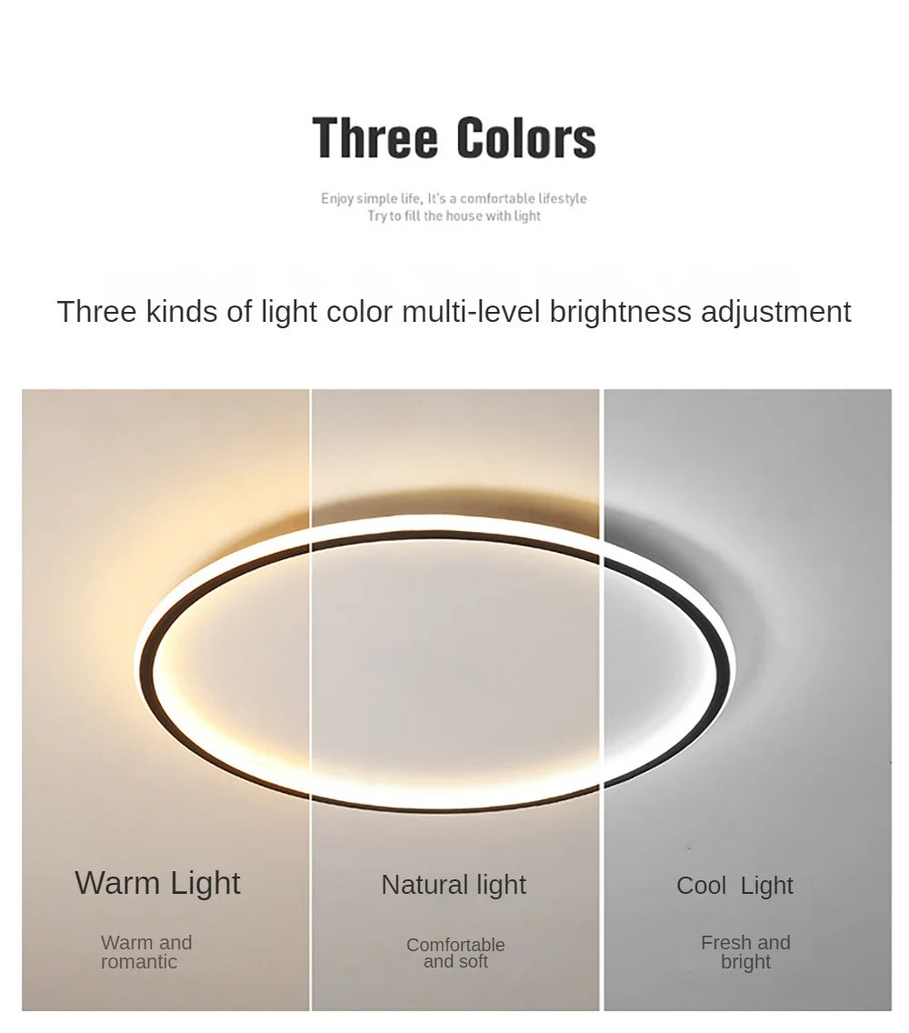 Modern LED Ceiling Light – Circular Flush Mount Fixture for Living Room, Bedroom & Hallway