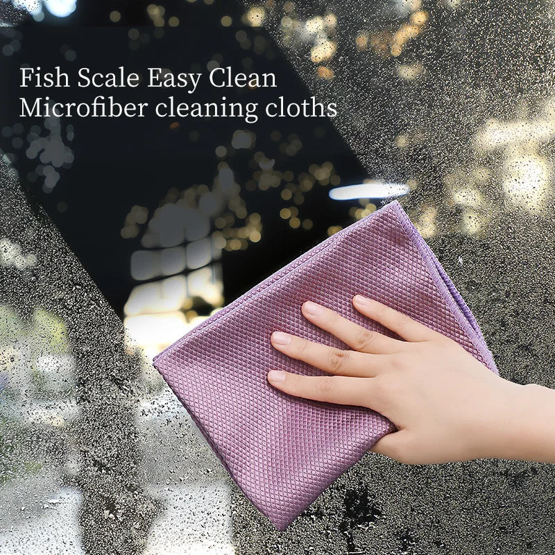 Microfiber Fish Scale Glass Cleaning Cloth – Lint-Free Absorbent Cleaning Towel
