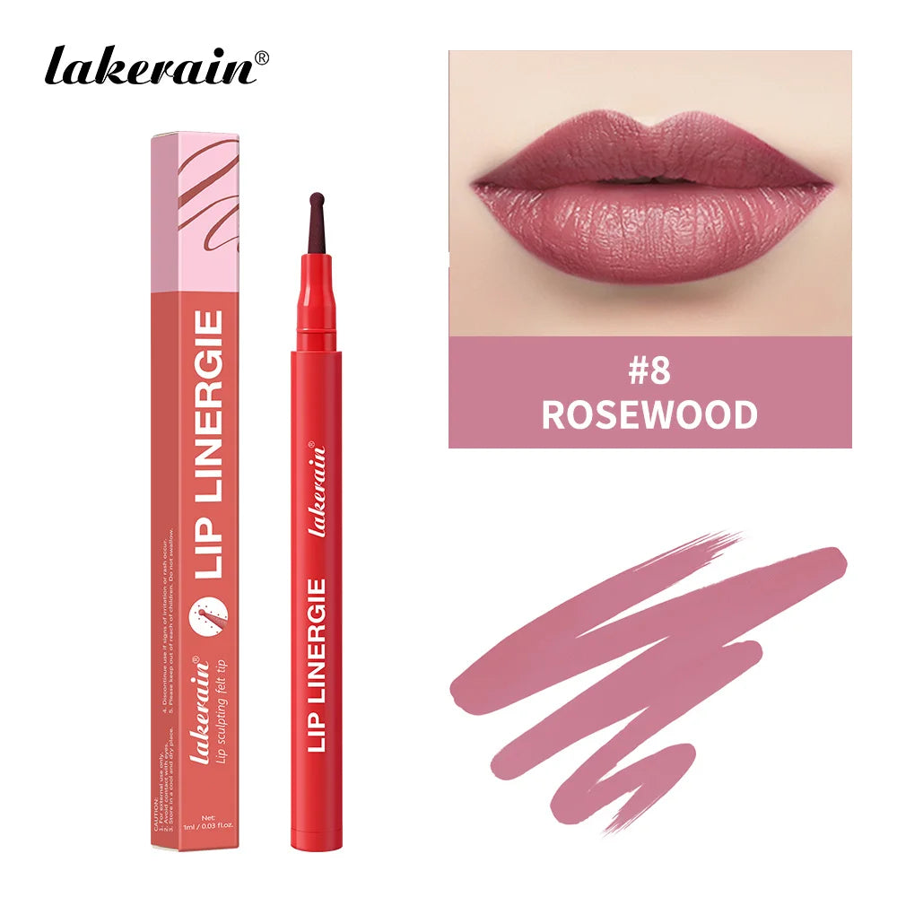 Crayon à Lèvres – Pointe Bille Flexible, Longue Tenue, Waterproof, Anti-Transfert et Anti-Bavure, 8 Couleurs, Maquillage des Lèvres