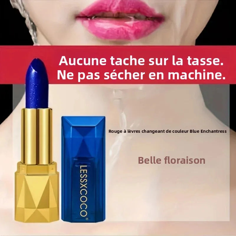 Rouge à lèvres velours bleu – Mat, thermosensible, waterproof et hydratant