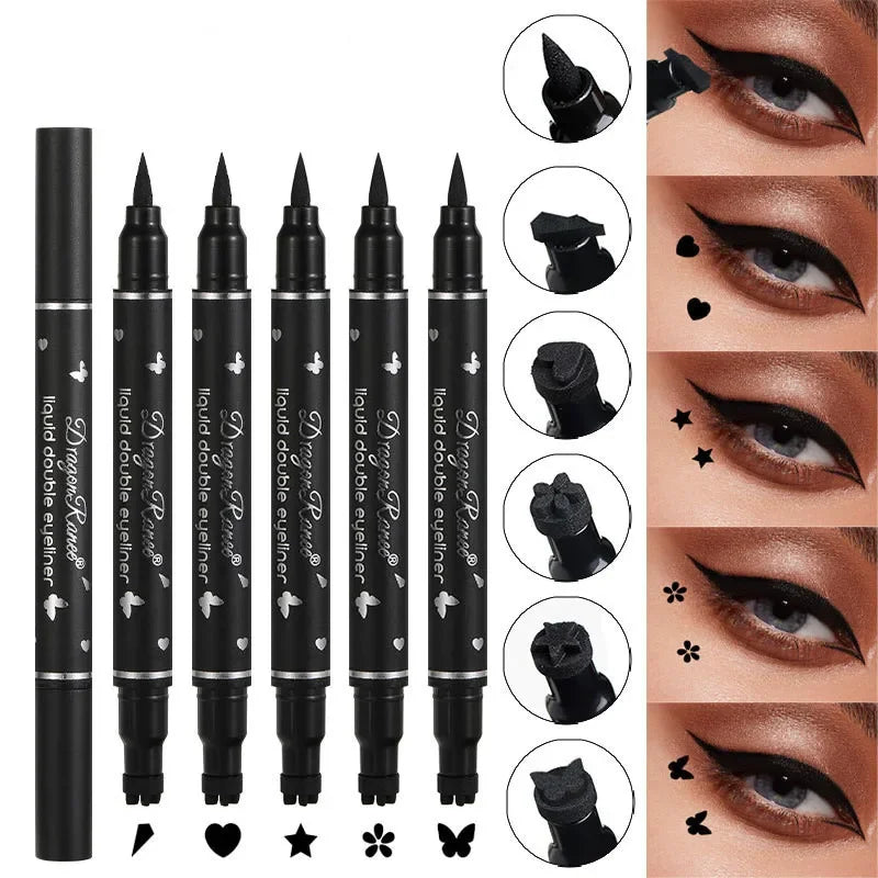 Crayon Eyeliner liquide noir 2 en 1, sceau papillon, stylo Eyeliner, tampon étoile lune, longue durée, imperméable, maquillage pour les yeux, cosmétique