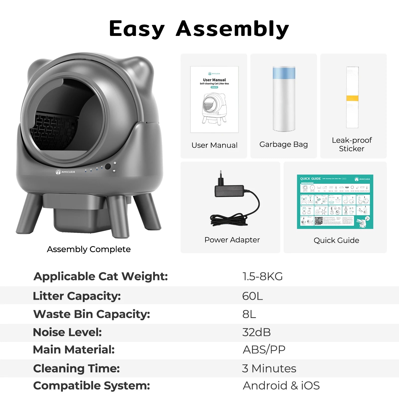 80L Smart Self-Cleaning Cat Litter Box – Automatic App-Controlled Litter Box