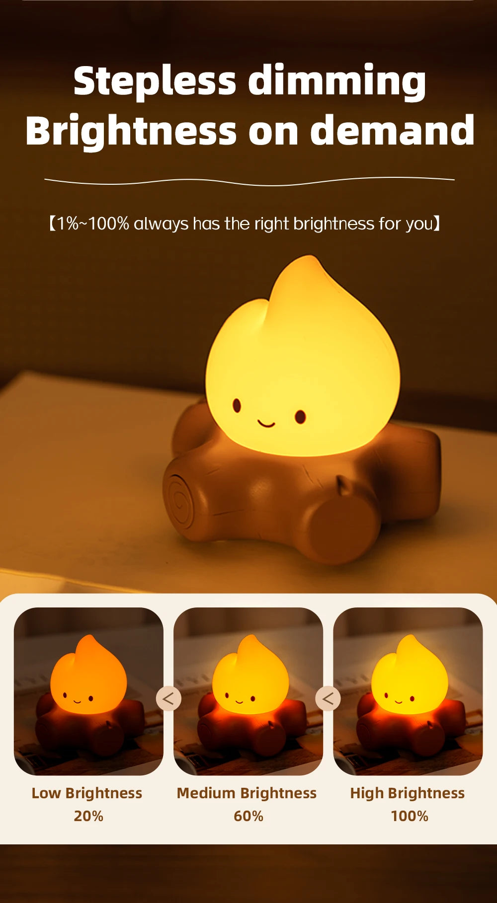 Campfire Night Light with White Noise – Cozy LED Atmosphere Lamp for Kids & Bedroom Decor