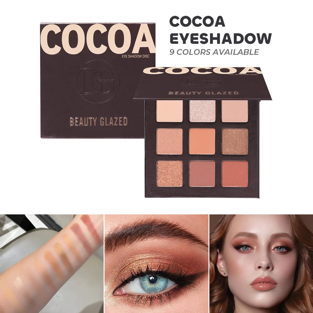 Palette fards à paupières 9 couleurs, mats et scintillants, longue tenue, waterproof, maquillage yeux toute la journée