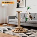 Wooden Interactive Cat Toy – Turntable with Sisal Scratcher & Rolling Balls