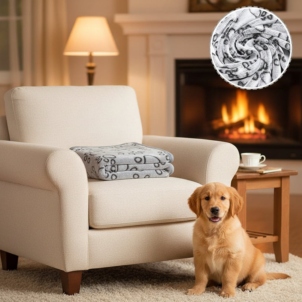 Soft Fluffy Pet Blanket – Cute Cartoon Warm Blanket for Dogs & Cats