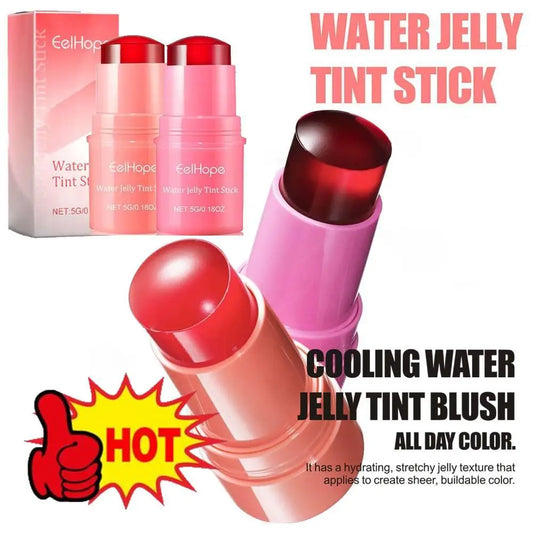 Blush stick 3 en 1 – Teinte hydratante pour joues et lèvres, crème éclatante pour yeux, joues et lèvres – Texture jelly aqueuse, finition matte, contouring maquillage