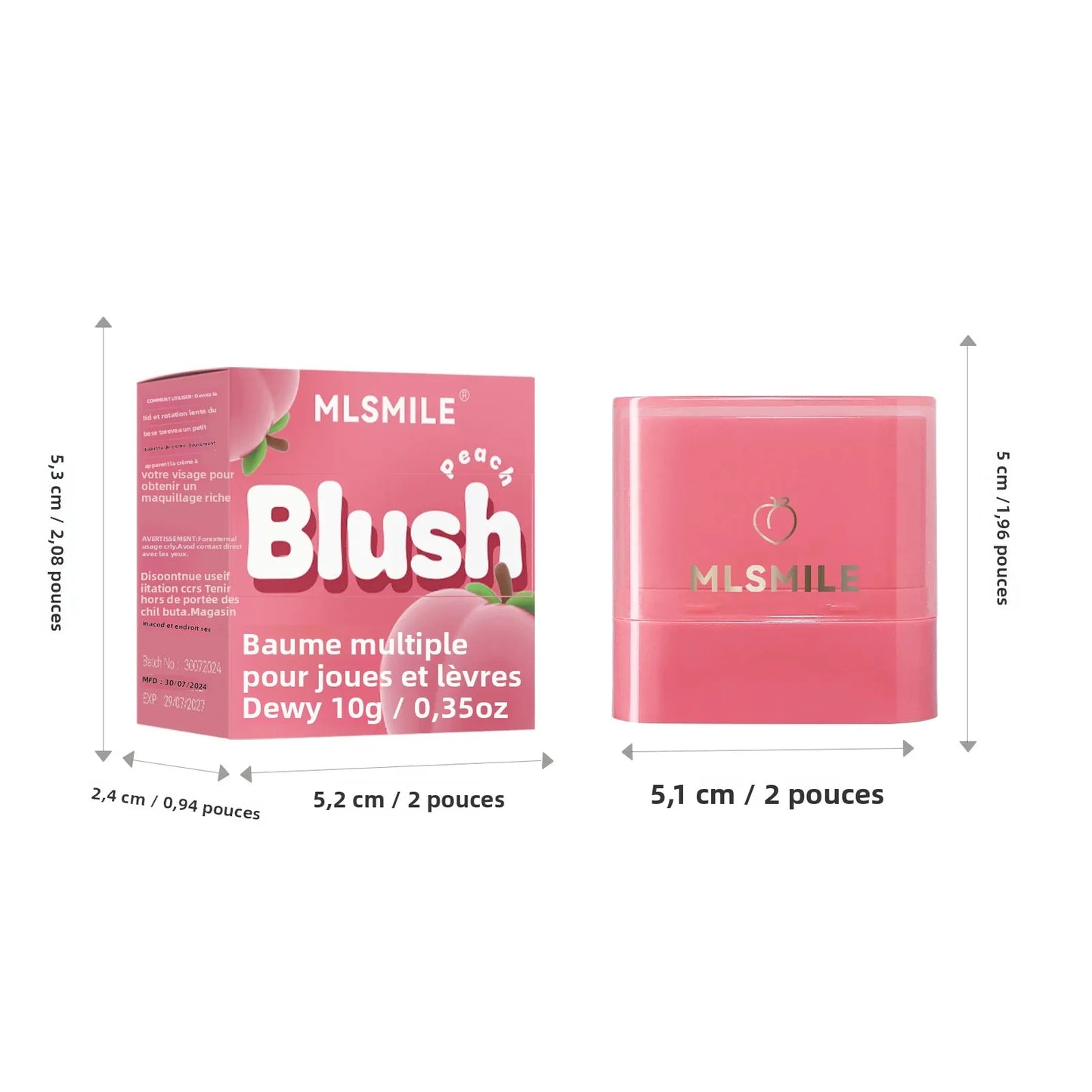 Blush Stick Longue Tenue 2 en 1 — Teinte pour Lèvres et Joues, Waterproof, Saveur Fruité, Crème Illuminatrice pour Contouring, Texture Crémeuse et Facile à Estomper