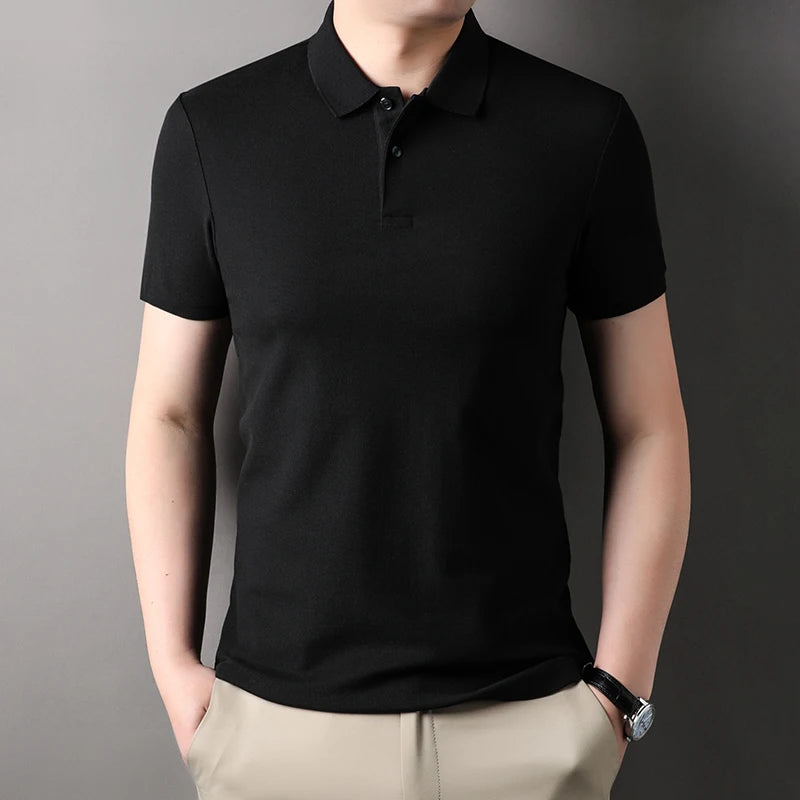 Polo à manches courtes pour hommes, 100% pur coton, mode d'été, classique, couleur unie, confortable, golf, T-shirt style décontracté, offre spéciale