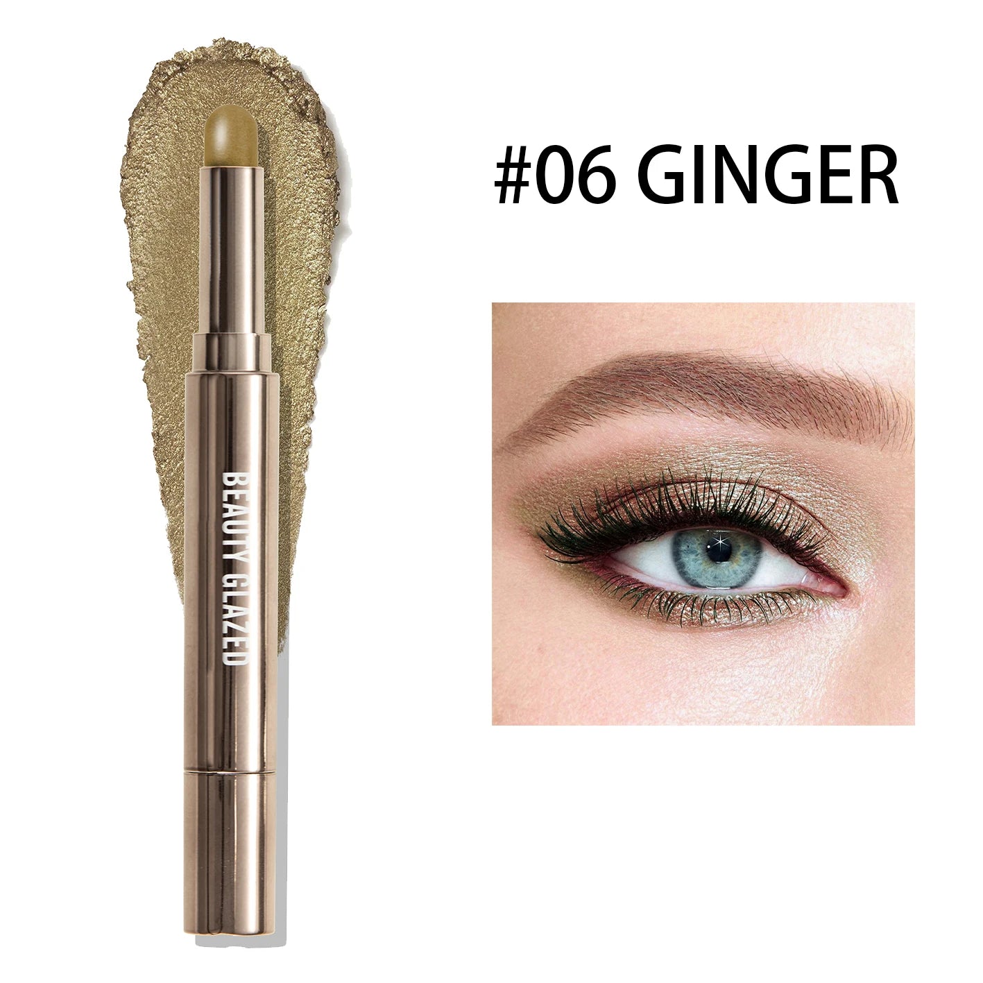 Crayon fard à paupières double embout 10 couleurs, nacré, longue tenue, avec pinceau-éponge pour contour facile