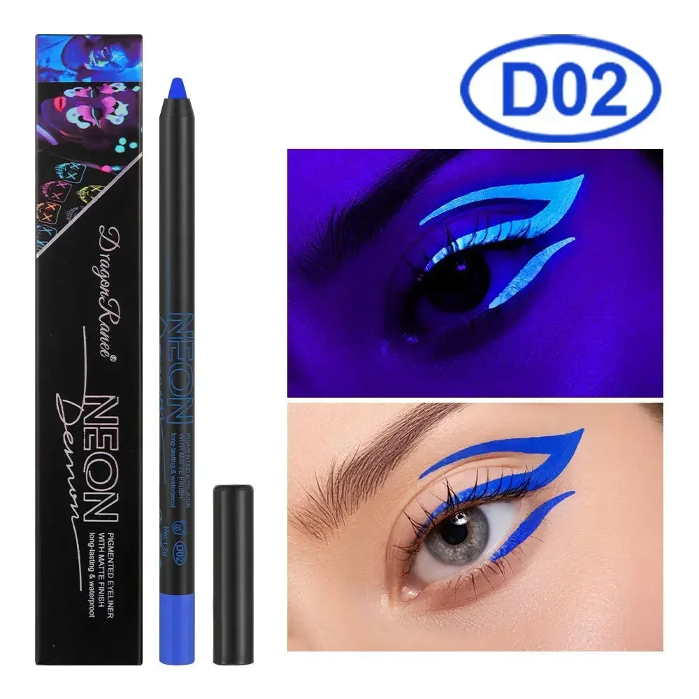 Crayon Gel Eyeliner Étanche – 12 pcs, Couleurs Mattes et UV Lumineuses, Set de Crayons Yeux, Outil de Maquillage