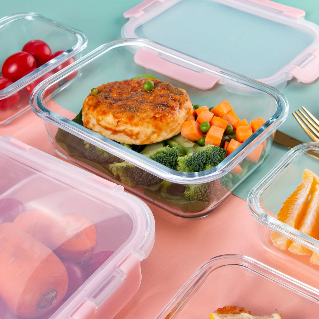 10-Piece Glass Food Storage Container Set – Airtight & Leakproof Lunch Boxes